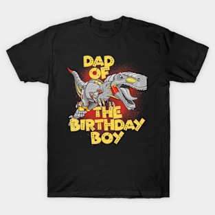 Dad Birthday Boy Dinosaur Robot Cyborg T-Rex Matching T-Shirt